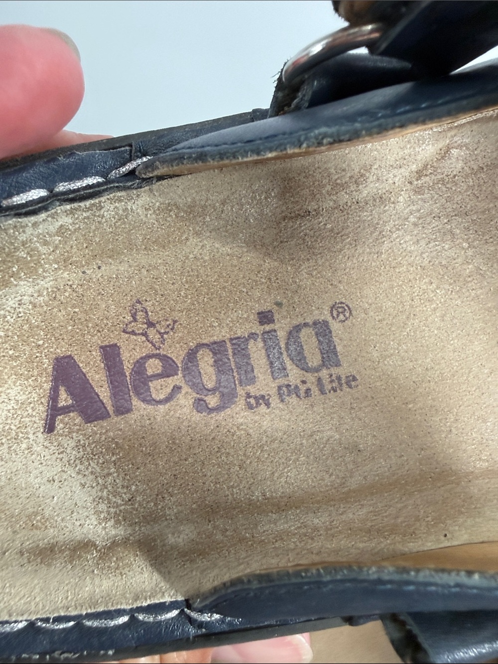 Alegria Shoes Wm 40 (9.5-10) Blue Leather Slingback Comfort Freesia Clog Mule - Picture 11 of 13